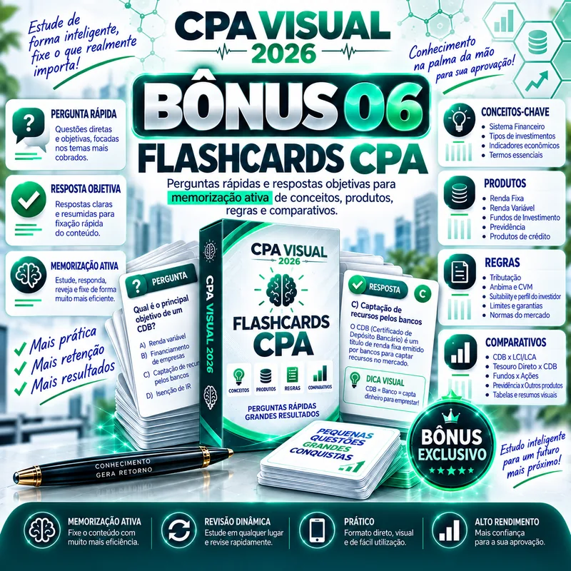 Mockup do bônus 6: Flashcards CPA