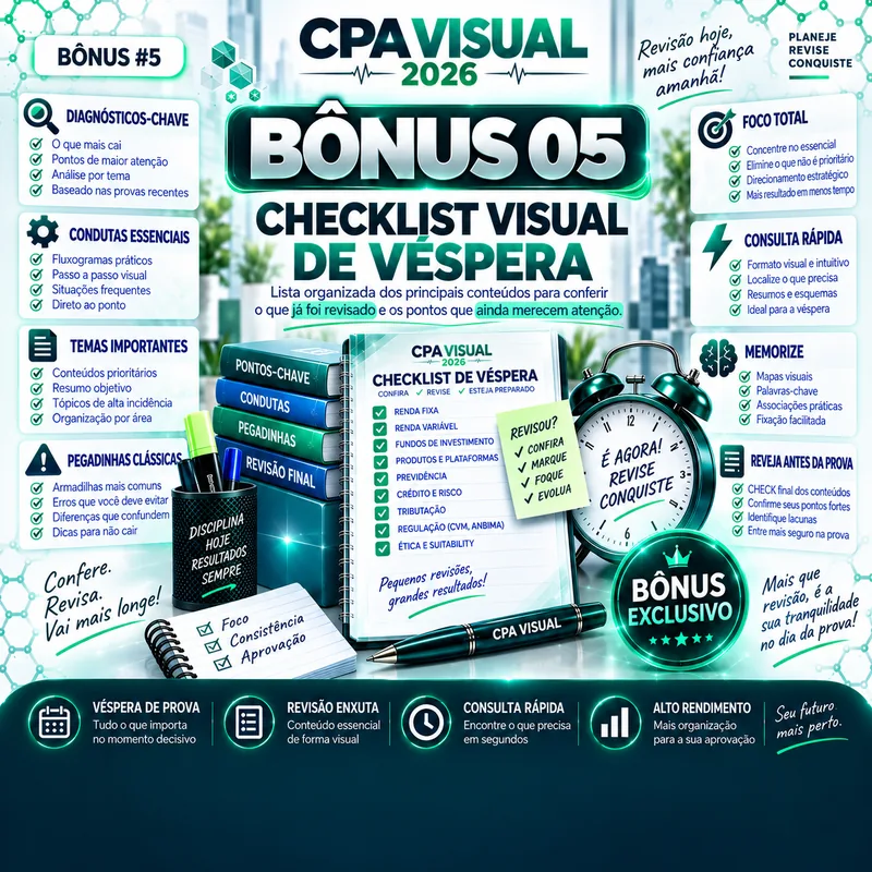 Mockup do bônus 5: Checklist Visual de Véspera